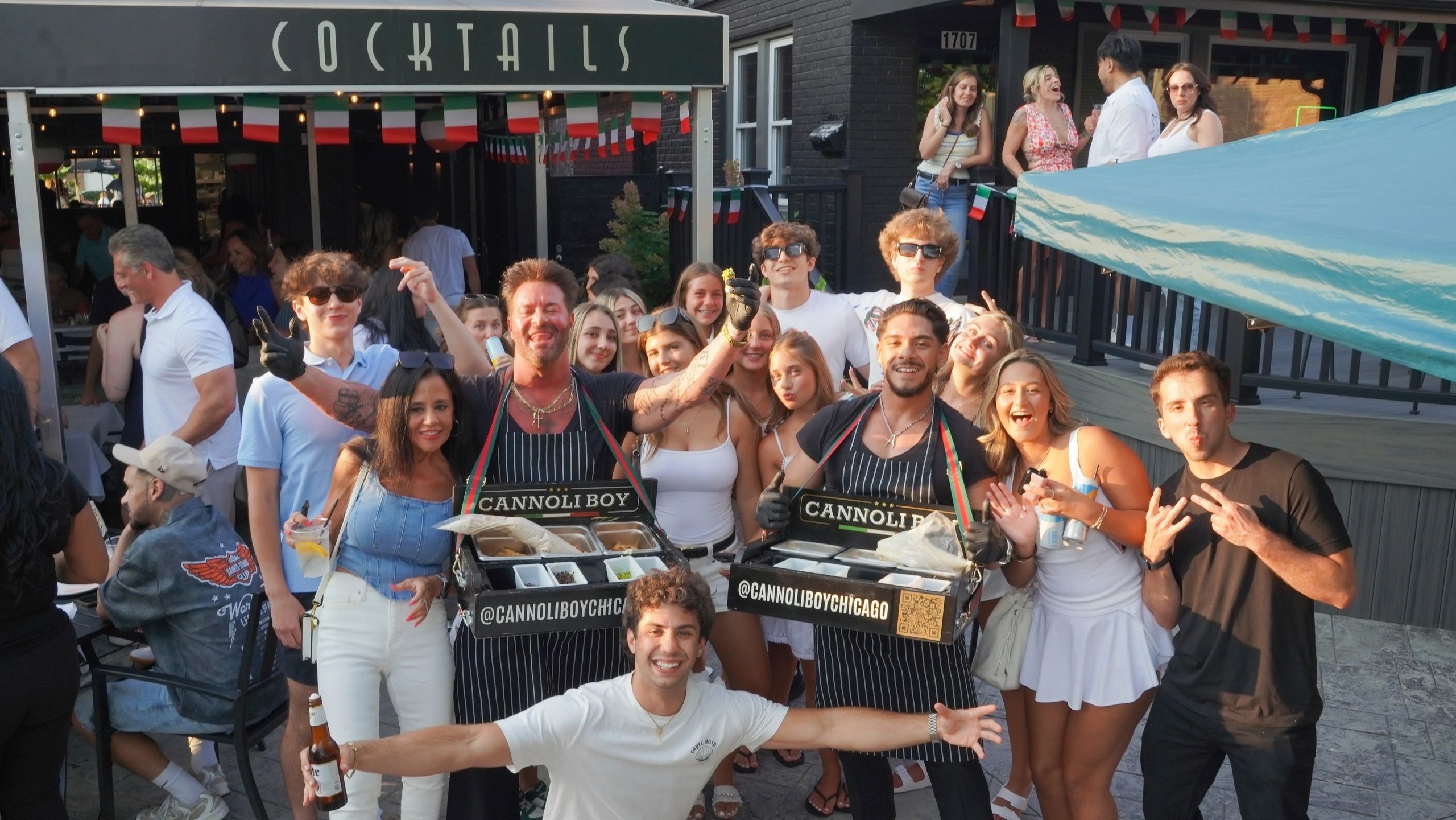 Group celebrating at outdoor street festival